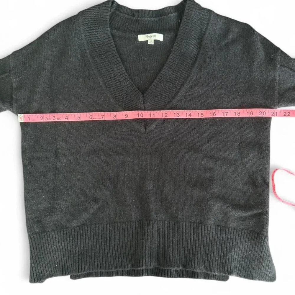Madewell V-Neck Long Sleeve Knit Extra Small Black Boxy Sweater Women's Size XS - Picture 5 of 8